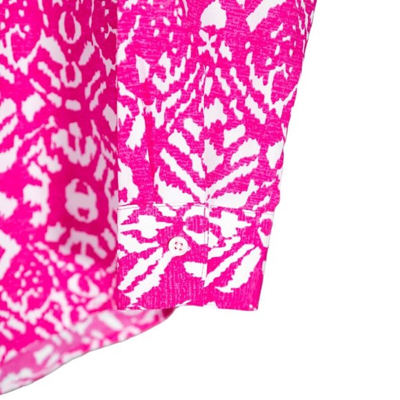Ralph Lauren Women's Blouse Pink White Geometric Abstract Long Sleeve Top PS - Picture 9 of 9